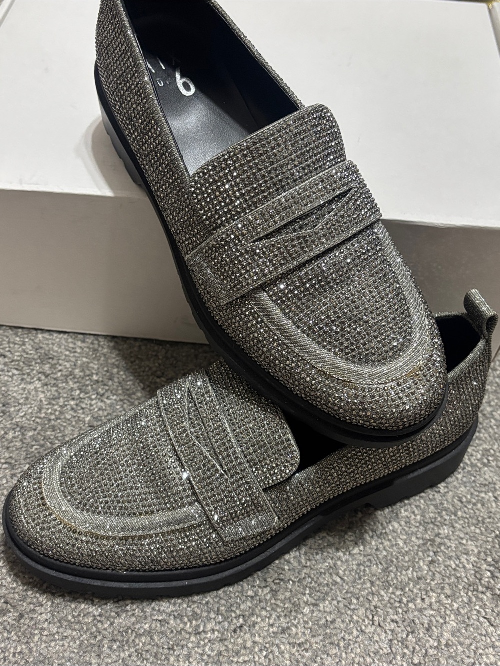 Women’s Mix No. 6 Gaya Silver Sparkle Rhinestone-Embellished Penny Loafers